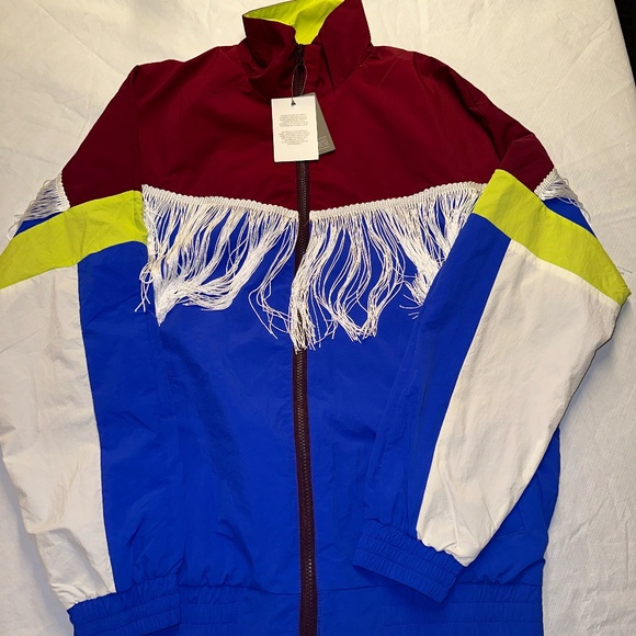 ASOS Western Red, White & Blue Fringe Jacket / Wind Breaker ~ NEW - Picture 3 of 9